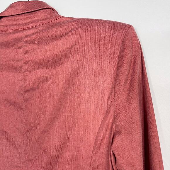 Level 99 S Rose Pink Rachel Stretch Linen Blazer 3/4 Cuffed Sleeves Open Front - Picture 5 of 10